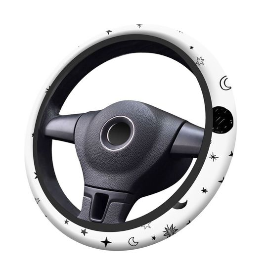 Space Elastic Steering Wheel Cover, Moons Stars Print Car Accessories