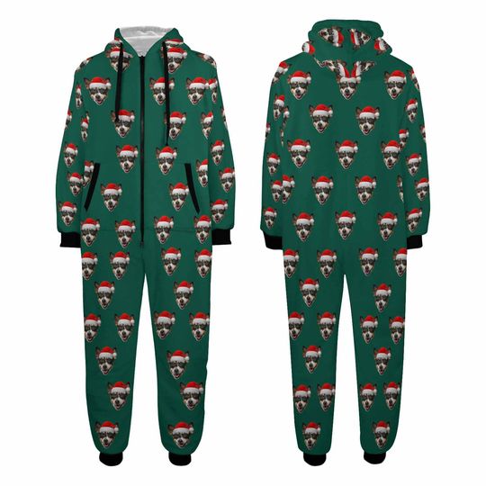 Personalized Family Christmas Onesie Pajamas: Custom Photo Flannel Pyjama