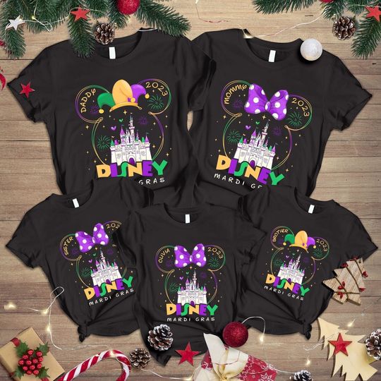 Disney Mardi Gras 2023 Shirt, Personalized Disney Gras Family Shirts