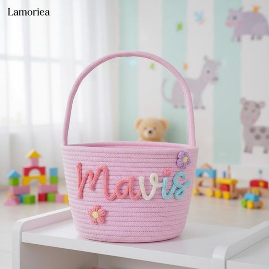 2026 Personalized Kids Easter Basket, Baby Easter Gifts, Gift Basket for Toddler, Easter Egg Basket with Name, Girls Basket, Baby Boy Basket