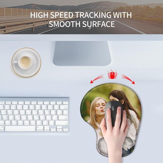 Custom Photo Logo Mouse Pad with Wrist Support Personalized Ergonomic Office Accessory