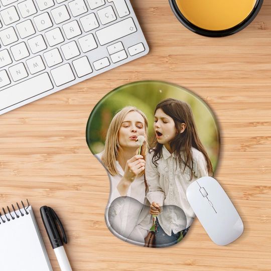Custom Photo Logo Mouse Pad with Wrist Support Personalized Ergonomic Office Accessory
