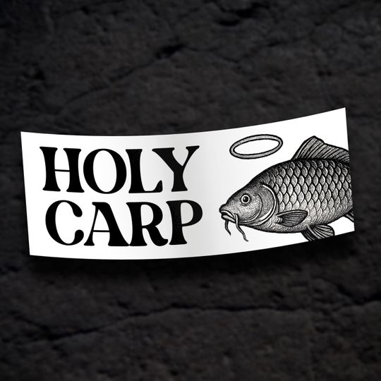Holy Carp Meme Sticker: Water Resistant Bumper Sticker