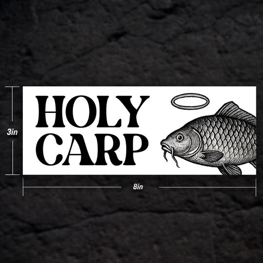 Holy Carp Meme Sticker: Water Resistant Bumper Sticker
