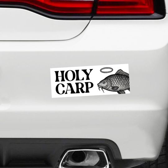 Holy Carp Meme Sticker: Water Resistant Bumper Sticker