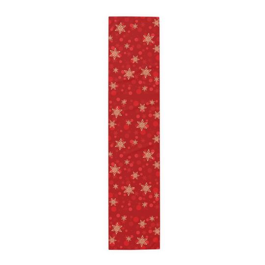 Red Christmas Table Runner  Gold Snowflakes Holiday Decor