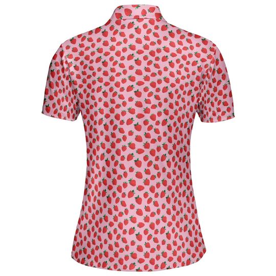 Women's Pink Polo Shirt, Summer Cottagecore Short Sleeve Golf Top, Moisture-Wicking