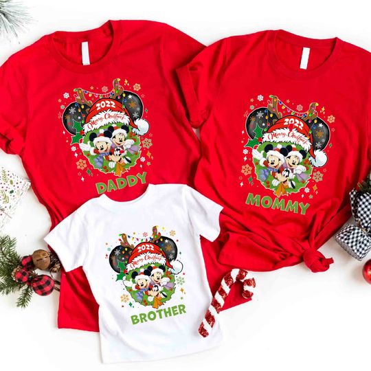 Personalized Disney Family Christmas shirt, Disney Santa Hat shirt