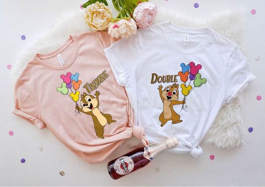 Matching Trouble Double Shirt, Chip And Dale shirt, Disney Couple Shirt