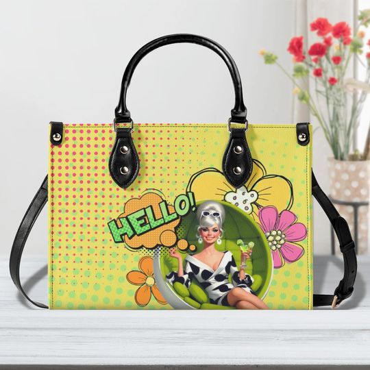 Mod 1960s Floral Leather Bag for Women