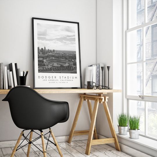 DODGER STADIUM LA Dodgers | Print for Baseball Lovers | black and white art | Coordinates Print
