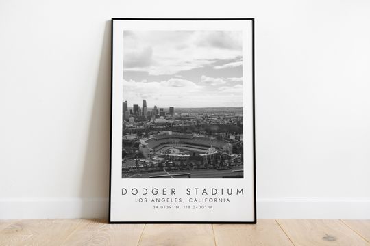 DODGER STADIUM LA Dodgers | Print for Baseball Lovers | black and white art | Coordinates Print