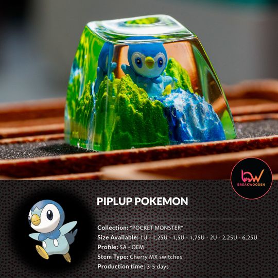 Piplup PKM Custom Artisan Keycap, Spacebar Keycap, Keycap Set, Cute Keycap