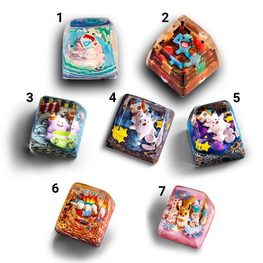 Shiny Umbreon PKM Artisan Keycap, Spacebar Keycap, Keycap Set, Cute Keycap