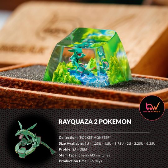 Rayquaza PKM Artisan Keycap, Spacebar Keycap, Keycap Set, Cute Keycap