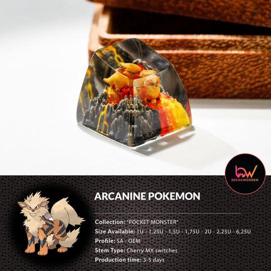 Arcanine PKM Custom Keycaps, Spacebar Keycap, Keycap Set, Cute Keycap