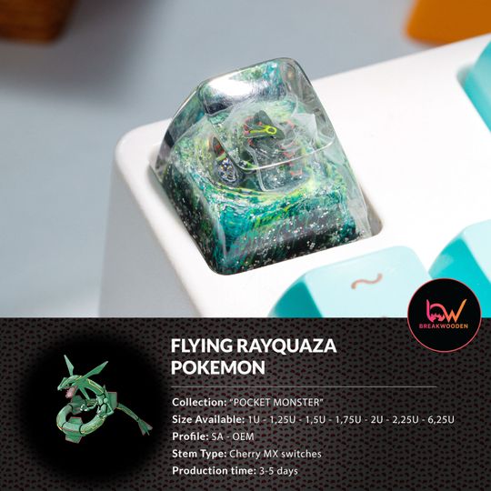 Rayquaza PKM Custom Artisan Keycap, Spacebar Keycap, Keycap Set, Cute Keycap