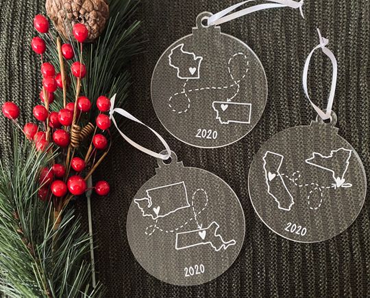 Personalized State to State Ornament: Long Distance Gift