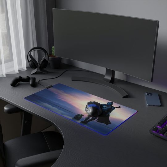 Mandalorian with Grogu LED Gaming Mouse Pad