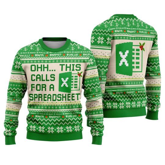 Ugly Excel Christmas Sweatshirt, Excel Christmas Sweater, Excel Gift for Co-Worker