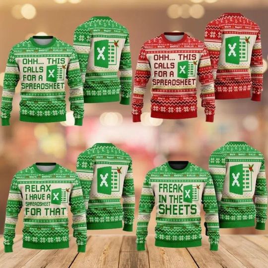Ugly Excel Christmas Sweatshirt, Excel Christmas Sweater, Excel Gift for Co-Worker