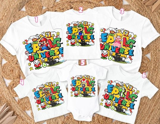 Epic Universe Vacation Shirt, Pixel Super Mario Theme Park Tee, Retro Gamer Family Trip Shirt, Super Mario Family Shirt
