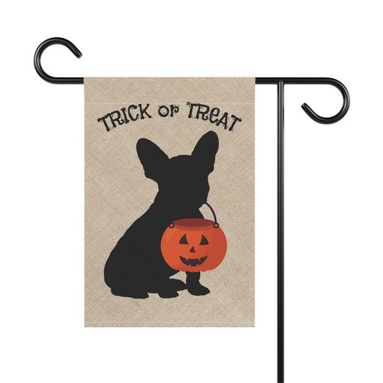 Frenchie, French Bulldog Fall, Halloween Lawn & Garden House Flag, Double-sided Banner