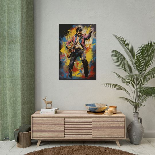 Colorful Elvis Inspiration, Wall Decor, Rock 'n' Roll, Unique Gift, Elvis Presley, Guitar Player