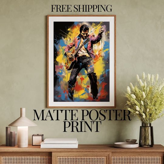 Colorful Elvis Inspiration, Wall Decor, Rock 'n' Roll, Unique Gift, Elvis Presley, Guitar Player
