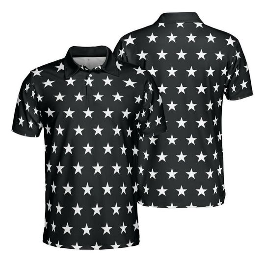 White Stars Black Polo Shirt