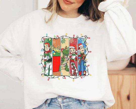 Disney Characters Squad Christmas Sweatshirt, Buzz Lightyear Christmas Sweatshirt