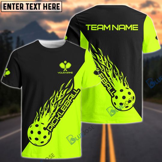 Pickleball Lime Green Personalized Name, Team Name Unisex Shirt