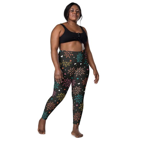 Firework Rainbow Mouse Leggings with Pockets