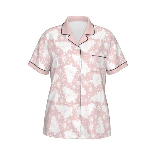Pink Tree  Short Sleeve Pajama Set
