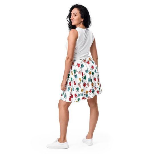 Inspired Christmas Lights Skater Skirt