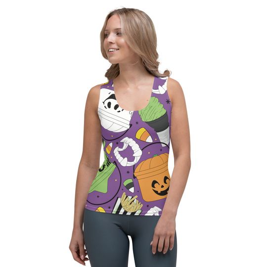 Vintage Bucket Halloween Treat 3D Tank Top for Women