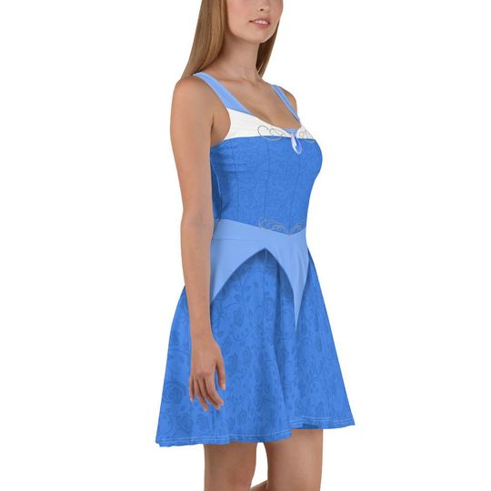 Make it Blue Skater Dress – Fun Cartoon Style Casual Outfit for Women