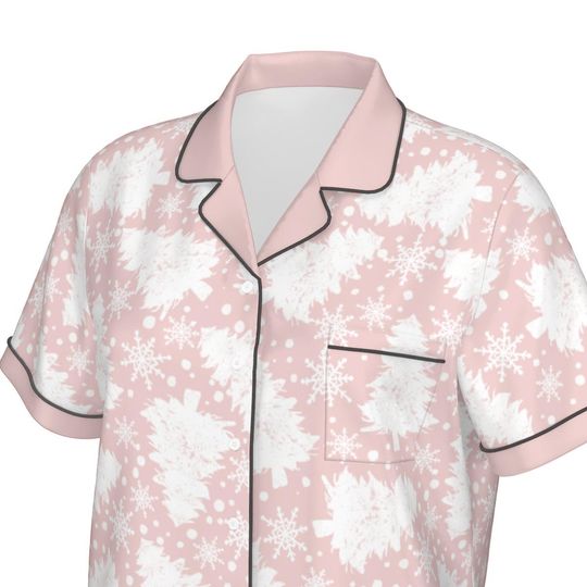 Pink Tree  Short Sleeve Pajama Set