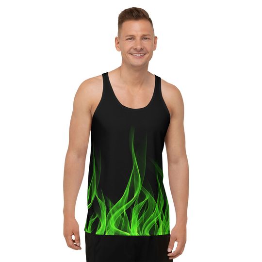 Green Flame 3D Tank Top for Women