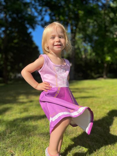 Rapunzel Inspired Girls' Sleeveless Sundress (AOP)