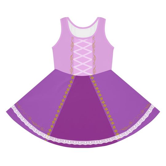 Rapunzel Inspired Girls' Sleeveless Sundress (AOP)