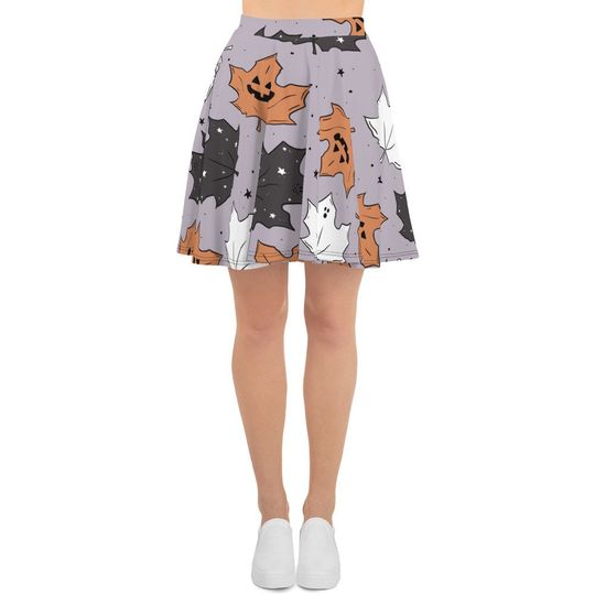 Halloween Maple Leaves Skater Skirt, Women's Skater Skirt