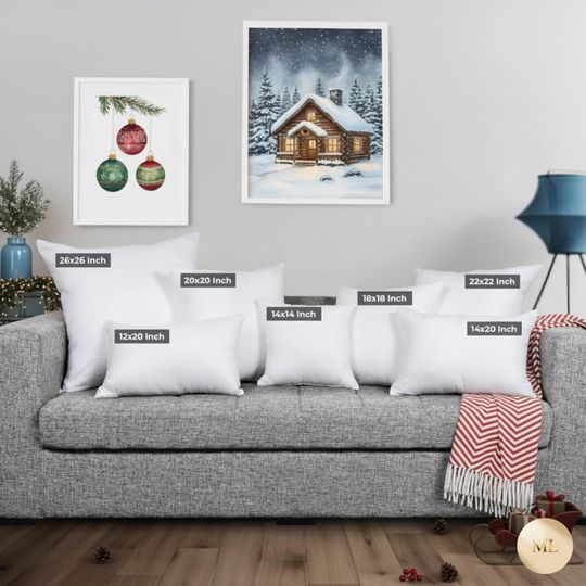 Victorian Christmas Pillow  Baroque Holly & Red Ribbon Cushion