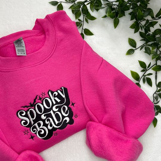 Spooky Babe Embroidered Sweatshirt | Unisex Hoodie | Long Sleeve | Pullover