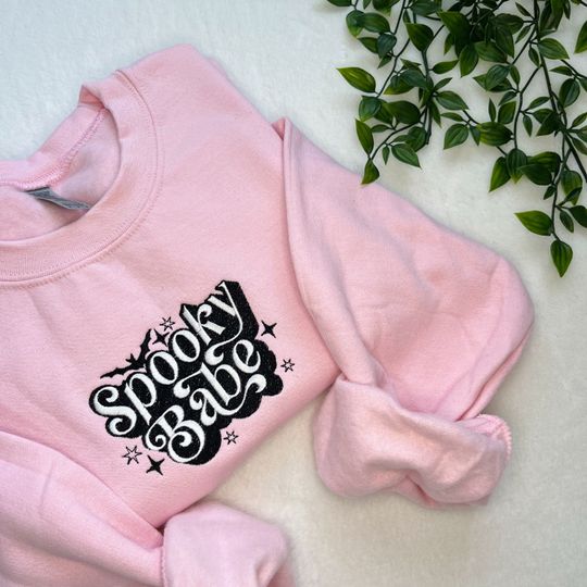 Spooky Babe Embroidered Sweatshirt | Unisex Hoodie | Long Sleeve | Pullover