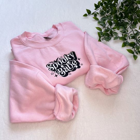 Spooky Babe Embroidered Sweatshirt | Unisex Hoodie | Long Sleeve | Pullover