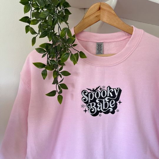 Spooky Babe Embroidered Sweatshirt | Unisex Hoodie | Long Sleeve | Pullover