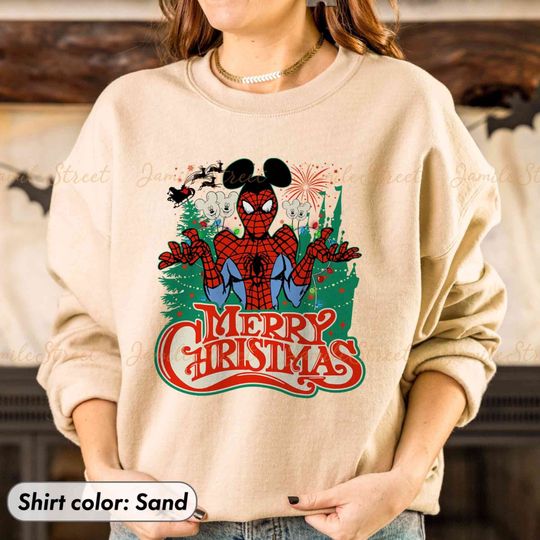 Merry Christmas Spiderman Mickey Sweatshirt Funny Disney Marvel Spider Man Tshirt