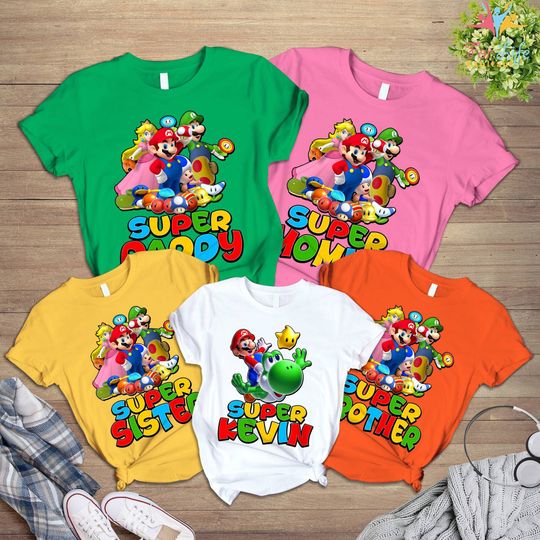 Super Mario Video Game Birthday Family Matching T-Shirt