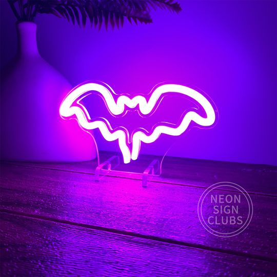 LED Bat Neon Sign: Halloween Home Decor, Kids Room Light